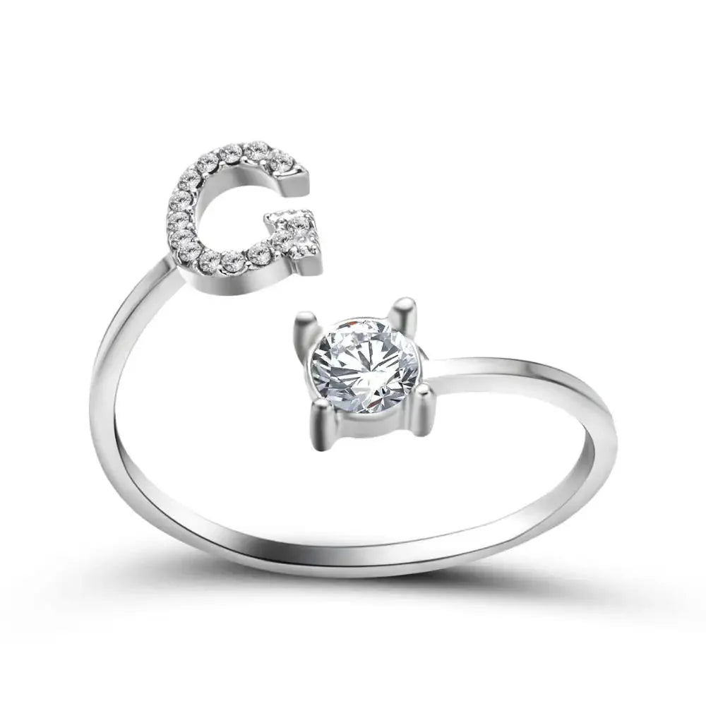 Skanto | Justerbar Delikat Diamant Bokstav Initial Ring