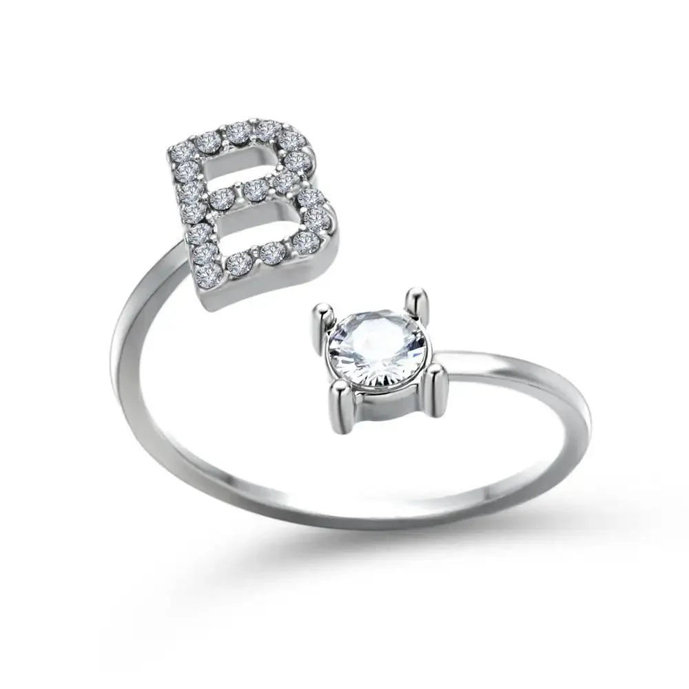 Skanto | Justerbar Delikat Diamant Bokstav Initial Ring