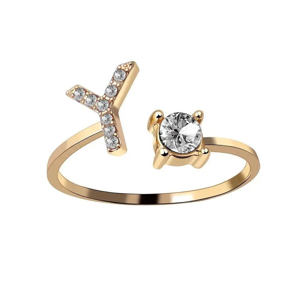 Skanto | Justerbar Delikat Diamant Bokstav Initial Ring