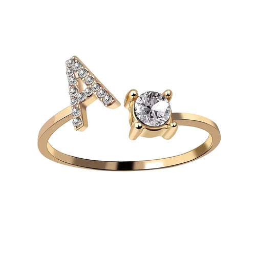 Skanto | Justerbar Delikat Diamant Bokstav Initial Ring