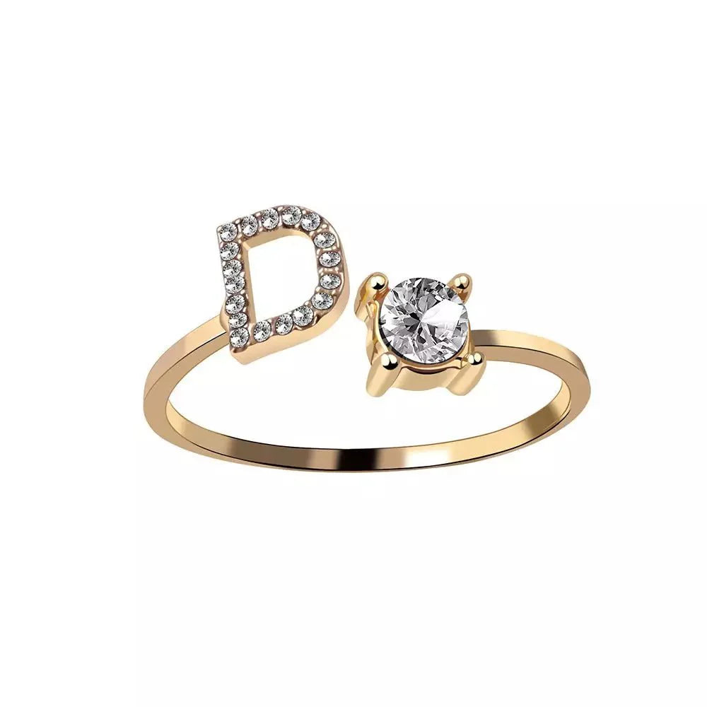 Skanto | Justerbar Delikat Diamant Bokstav Initial Ring