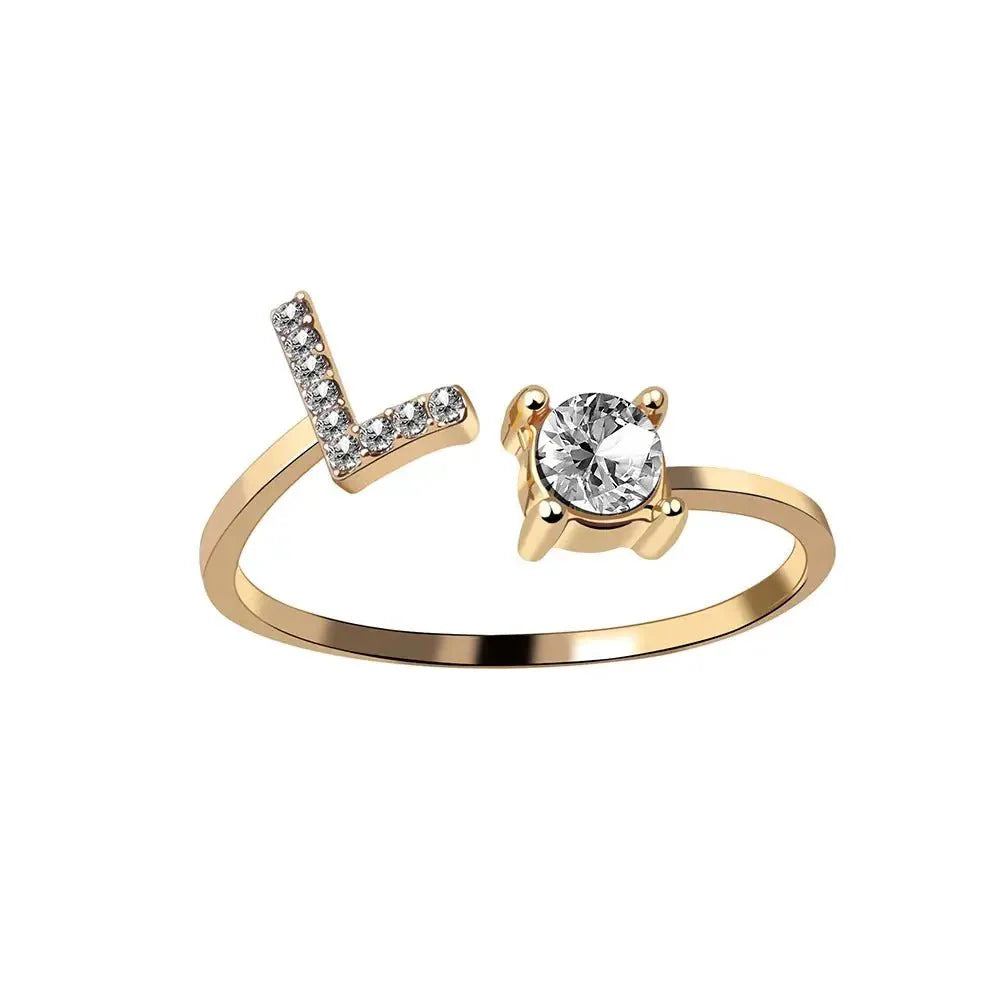 Skanto | Justerbar Delikat Diamant Bokstav Initial Ring