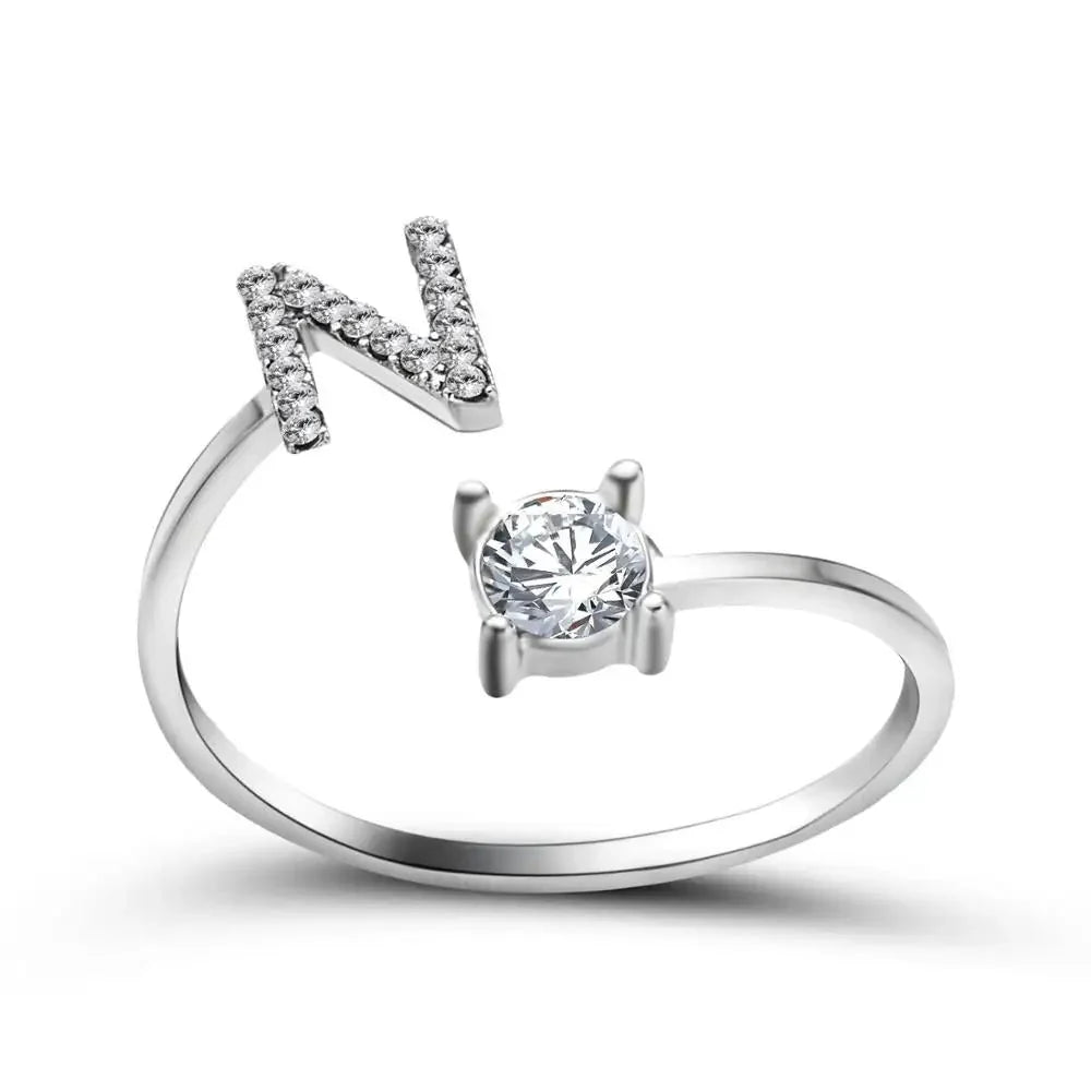 Skanto | Justerbar Delikat Diamant Bokstav Initial Ring