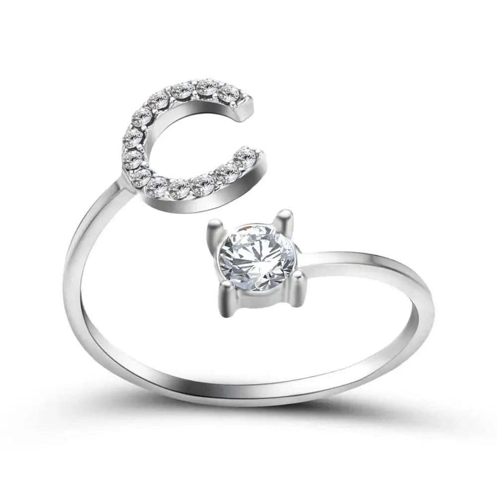 Skanto | Justerbar Delikat Diamant Bokstav Initial Ring
