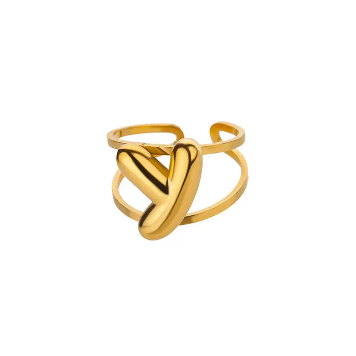 Skanto | Justerbar Åpen Bånd Boblebokstav Initial Ring