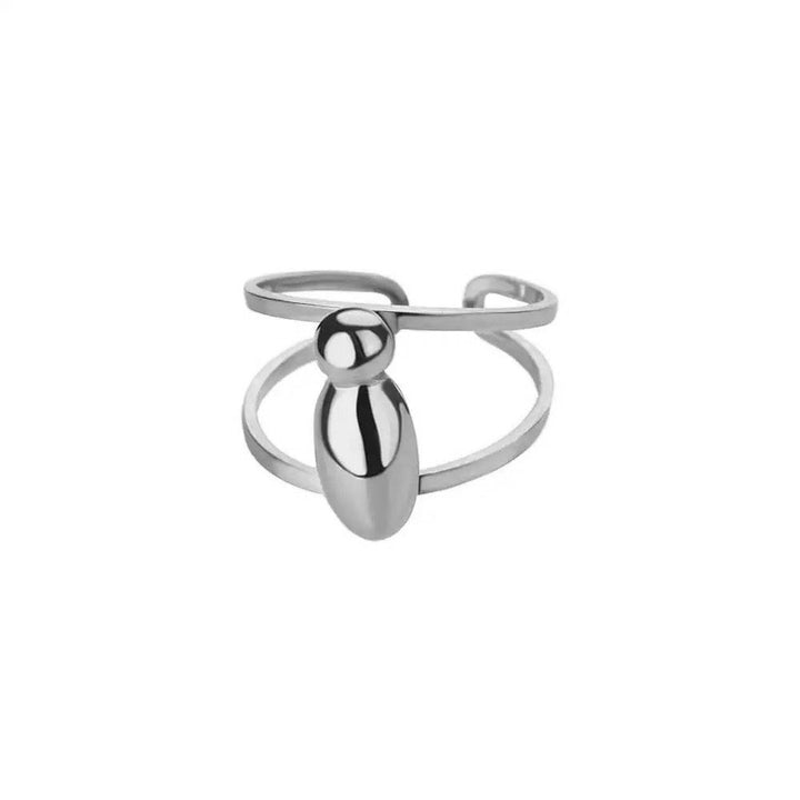 Skanto | Justerbar Åpen Bånd Boblebokstav Initial Ring