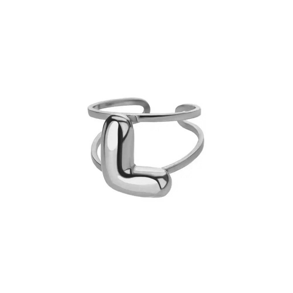 Skanto | Justerbar Åpen Bånd Boblebokstav Initial Ring