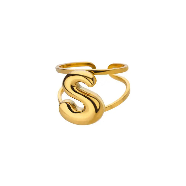 Skanto | Justerbar Åpen Bånd Boblebokstav Initial Ring