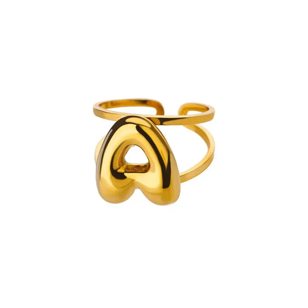 Skanto | Justerbar Åpen Bånd Boblebokstav Initial Ring