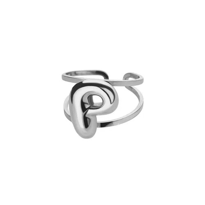 Skanto | Justerbar Åpen Bånd Boblebokstav Initial Ring