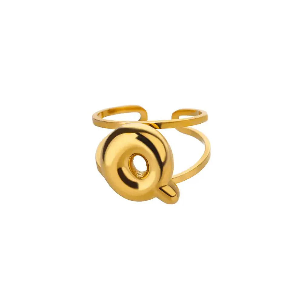 Skanto | Justerbar Åpen Bånd Boblebokstav Initial Ring