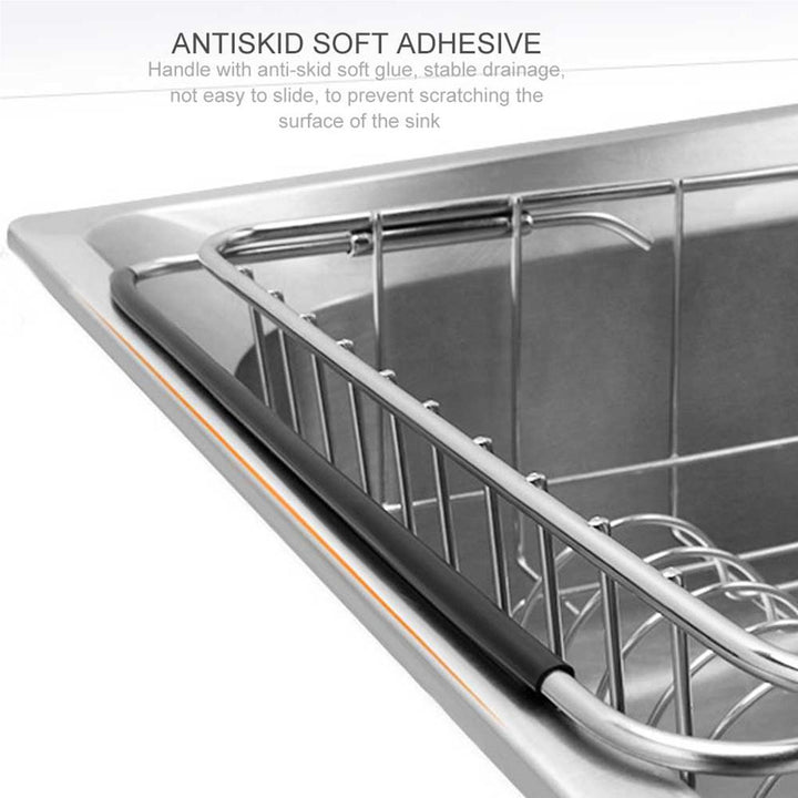 Justerbar Over Sink Tørkerack i Rustfritt Stål Rustfritt Dreneringsrack | Skanto