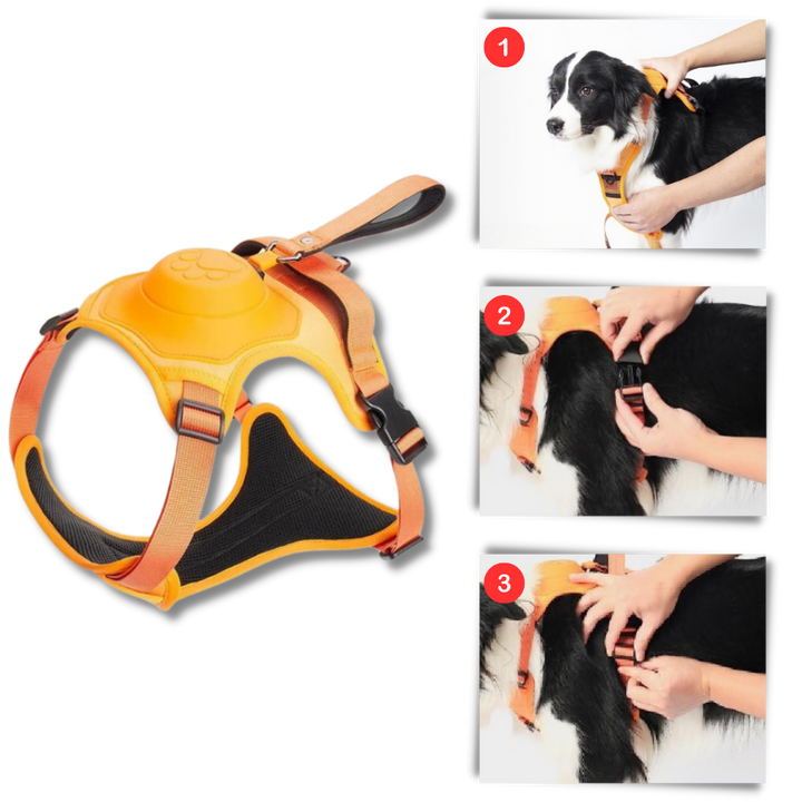 Justerbart og ergonomisk sett med hundesele og bånd