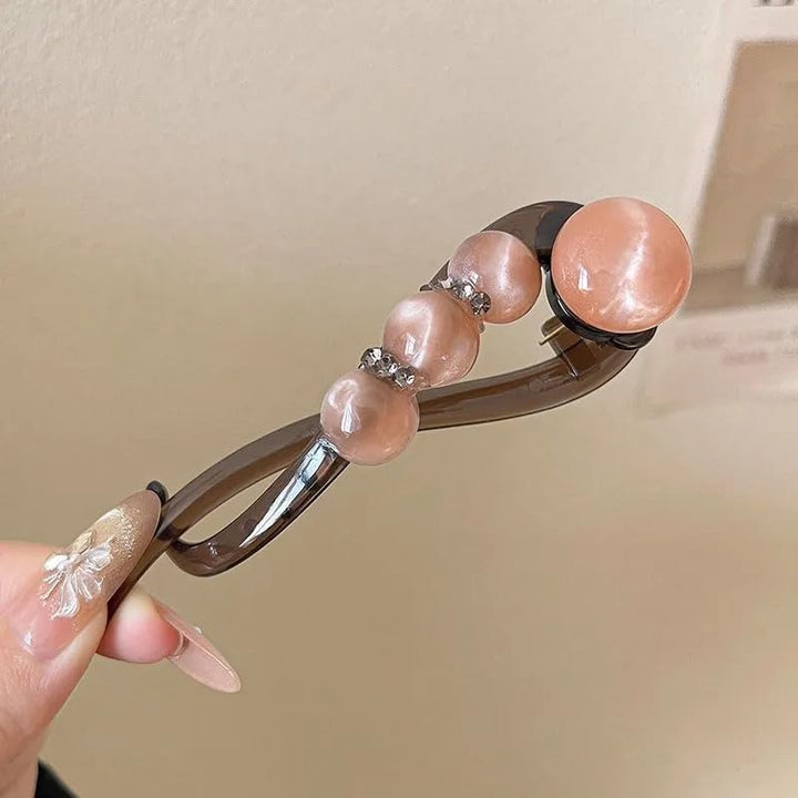 Elegant Rose Pearl Twist Hair Clip Skanto