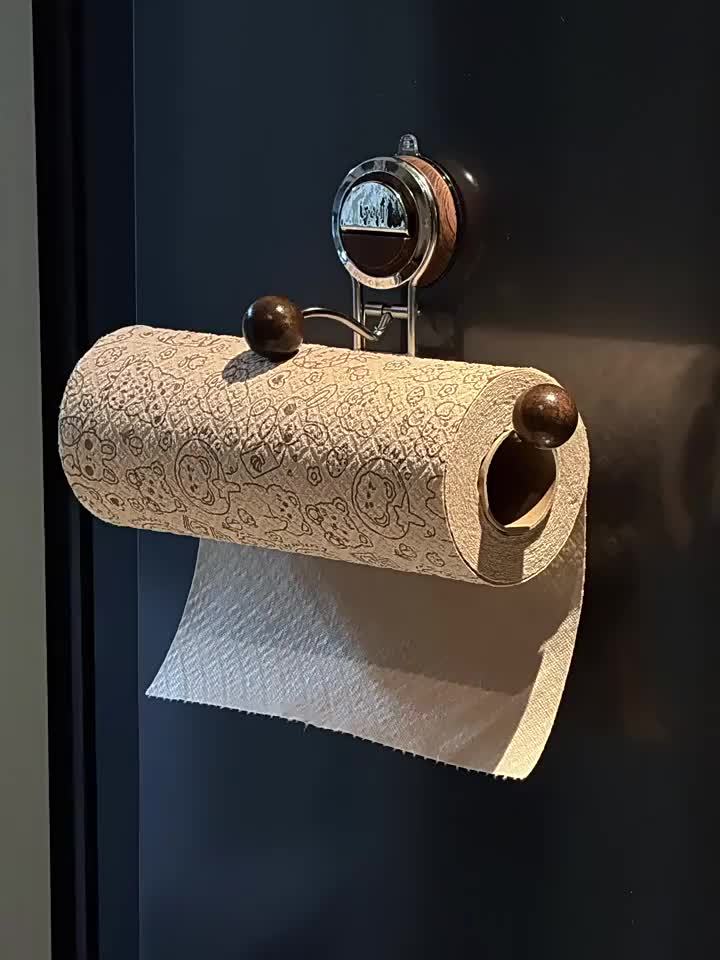 KeukenGrip Rullestativ i rustfritt stål papirhåndkleholder med sugekopp | Skanto