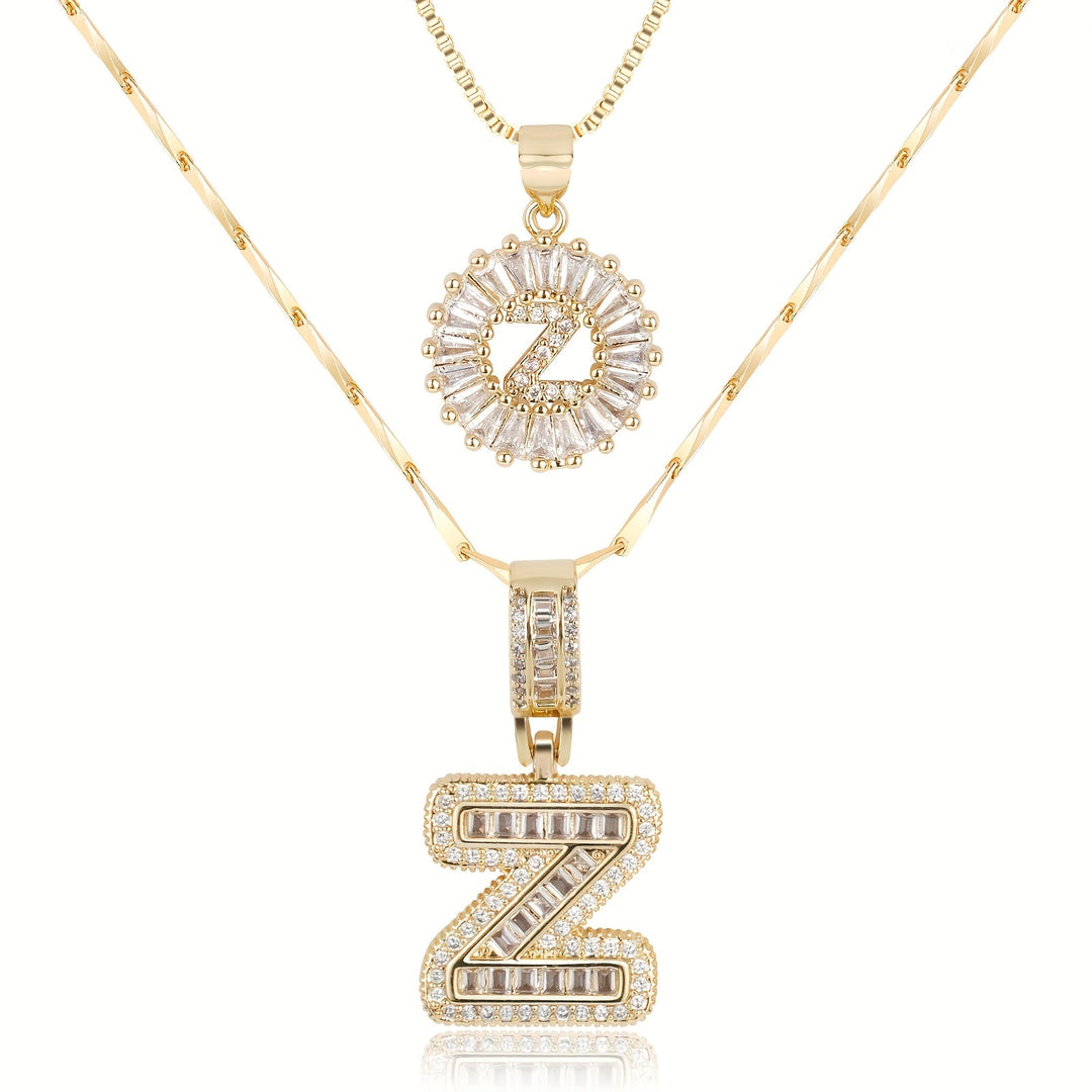 Skanto | 2pc 14k Diamant Bokstav Initial Halskjeder