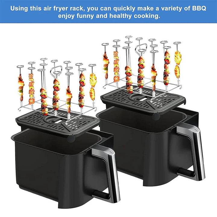 Luftfrityrgrill i rustfritt stål rektangulært stekerack BBQ-spyd | Skanto