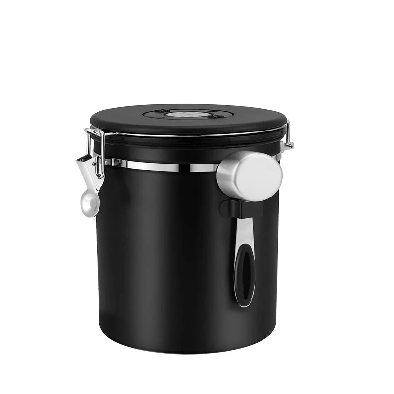 Lukket Kaffecontainer CO2 Ventil Oppbevaringsbeholder med Ske | Skanto