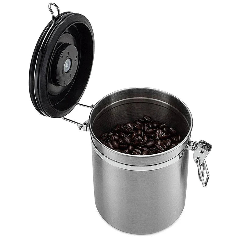 Lukket Kaffecontainer CO2 Ventil Oppbevaringsbeholder med Ske | Skanto