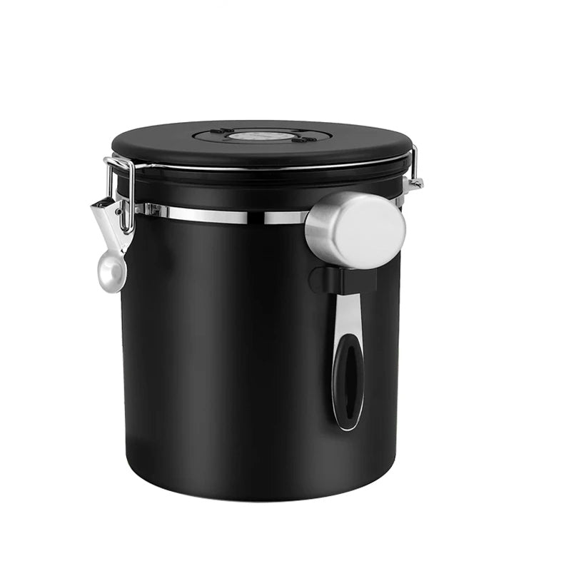 Lukket Kaffecontainer CO2 Ventil Oppbevaringsbeholder med Ske | Skanto