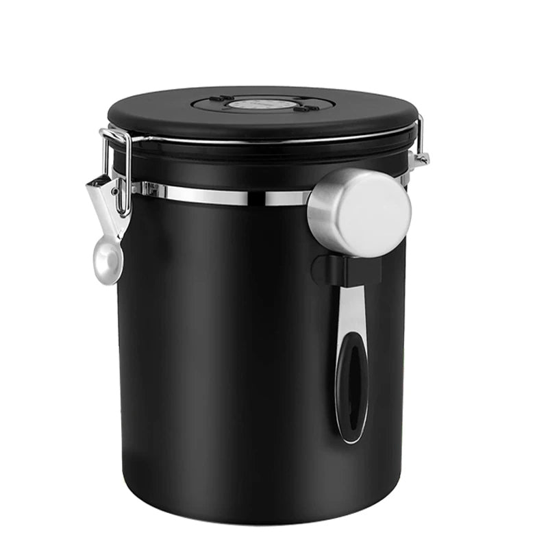 Lukket Kaffecontainer CO2 Ventil Oppbevaringsbeholder med Ske | Skanto
