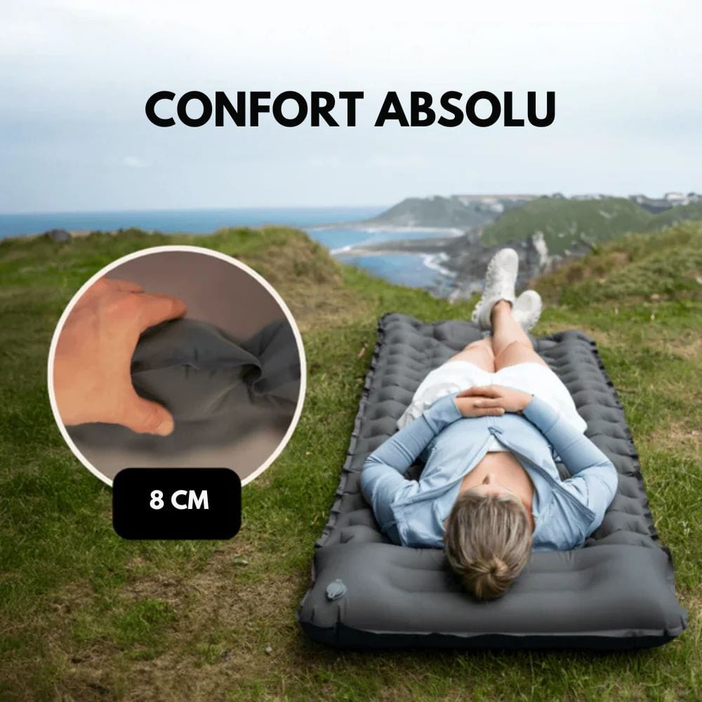 AirTrek-Matte – Aufblasbare Campingmatratze med Fußpumpe og integriertem Kissen