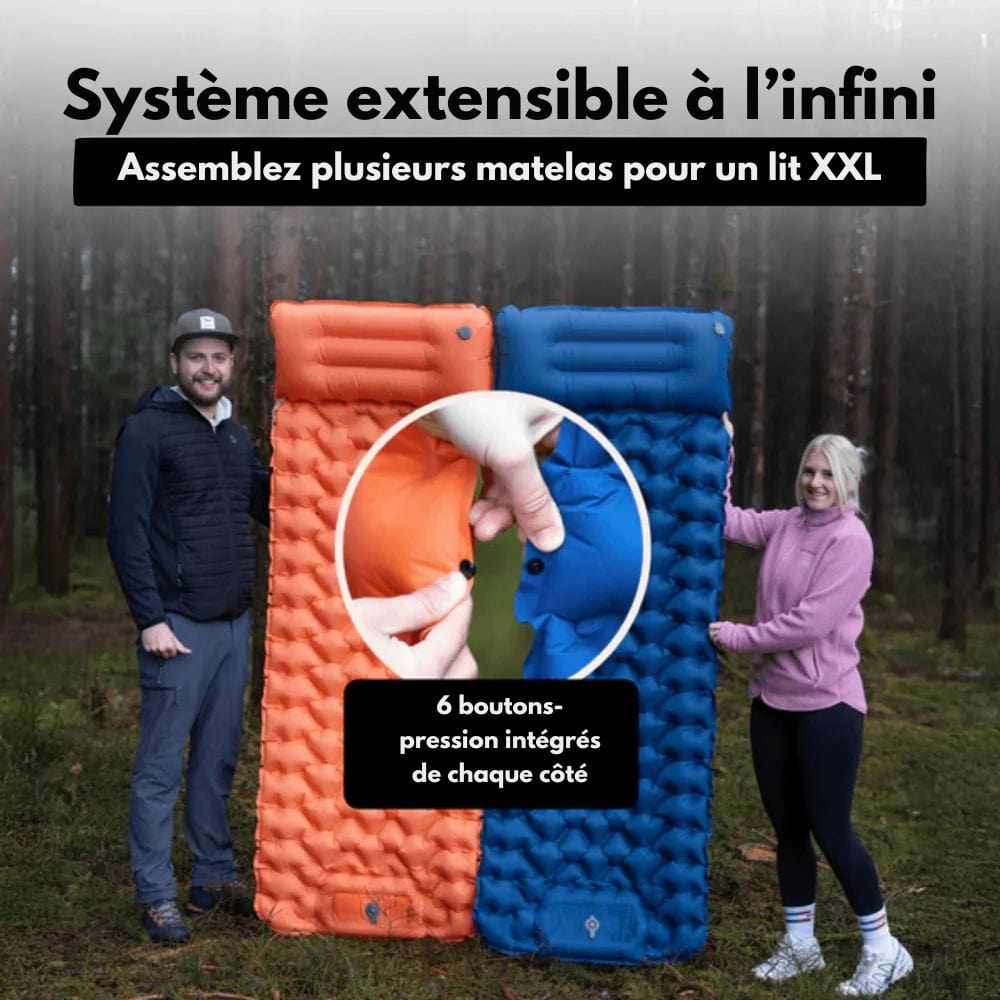 AirTrek-Matte – Aufblasbare Campingmatratze med Fußpumpe og integriertem Kissen