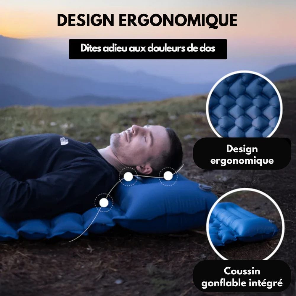 AirTrek-Matte – Aufblasbare Campingmatratze med Fußpumpe og integriertem Kissen