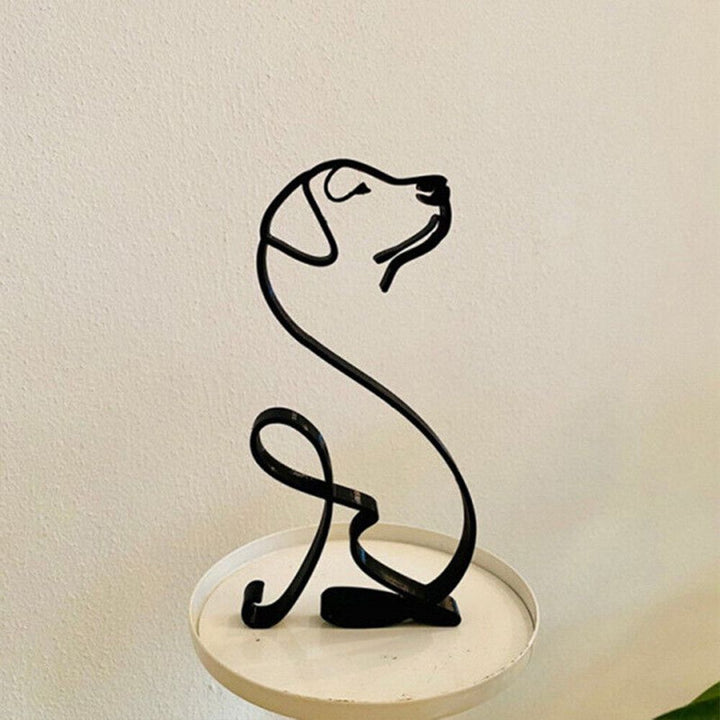 Skanto | Tier Kunst Jern Skulptur Retro Metall svarte linjer katt hund skrivebord ornament