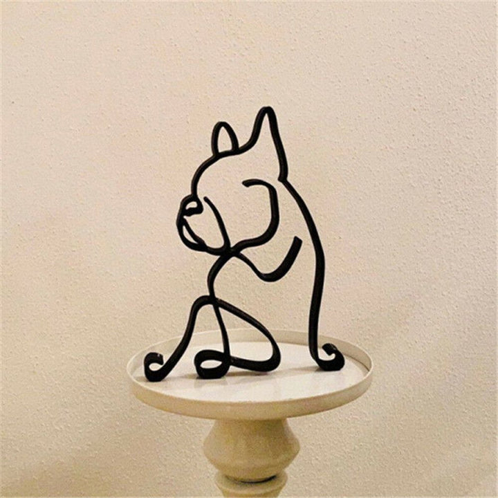 Skanto | Tier Kunst Jern Skulptur Retro Metall svarte linjer katt hund skrivebord ornament