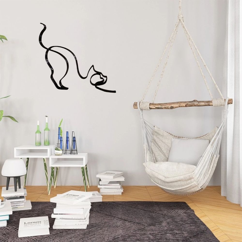 Skanto | Tier Kunst Jern Skulptur Retro Metall svarte linjer katt hund skrivebord ornament