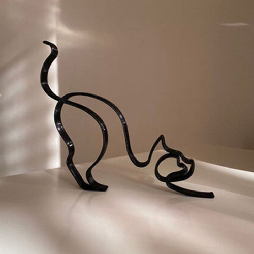 Skanto | Tier Kunst Jern Skulptur Retro Metall svarte linjer katt hund skrivebord ornament