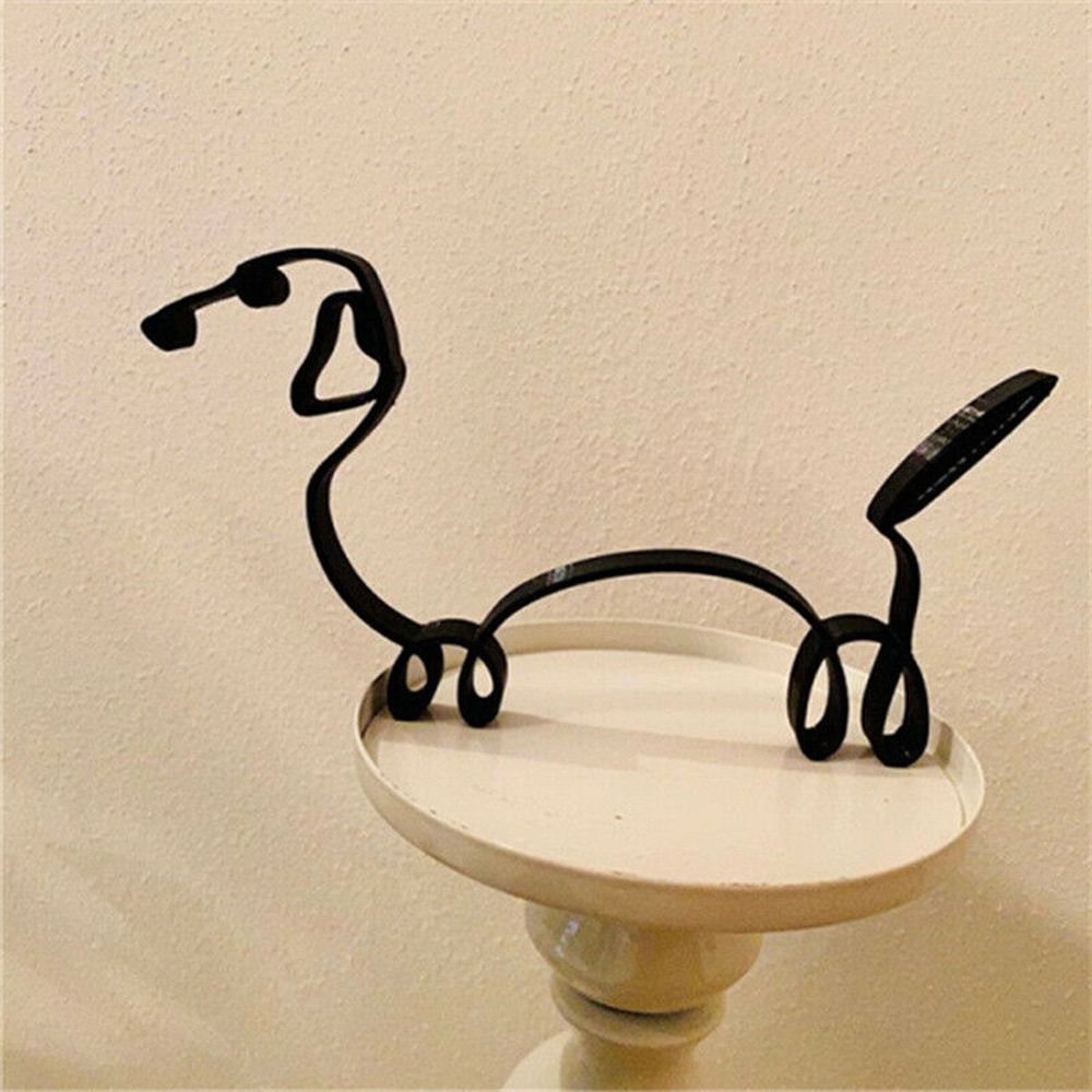 Skanto | Tier Kunst Jern Skulptur Retro Metall svarte linjer katt hund skrivebord ornament