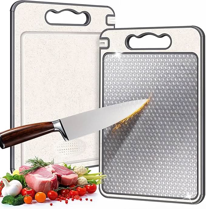 Skanto | Dobbelsidig rustfritt stål skjærebrett med knivsliper