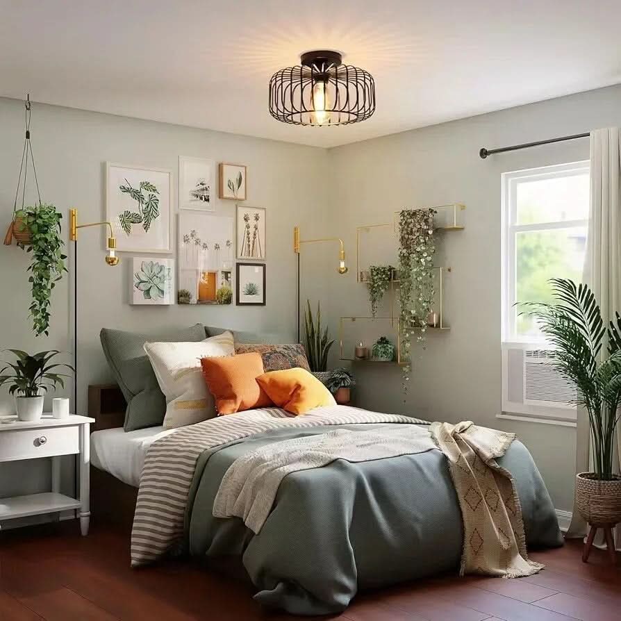 Skanto | Modern Birdcage E26 Taklampe – Jern Flush Mount Fixture