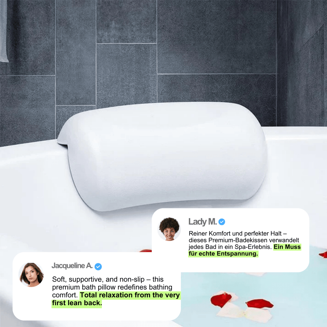 AquaCloud Premium Badewannekissen – Ergonomiske Nacken- og Kopfstütze for Entspannung wie im Spa zu Hause