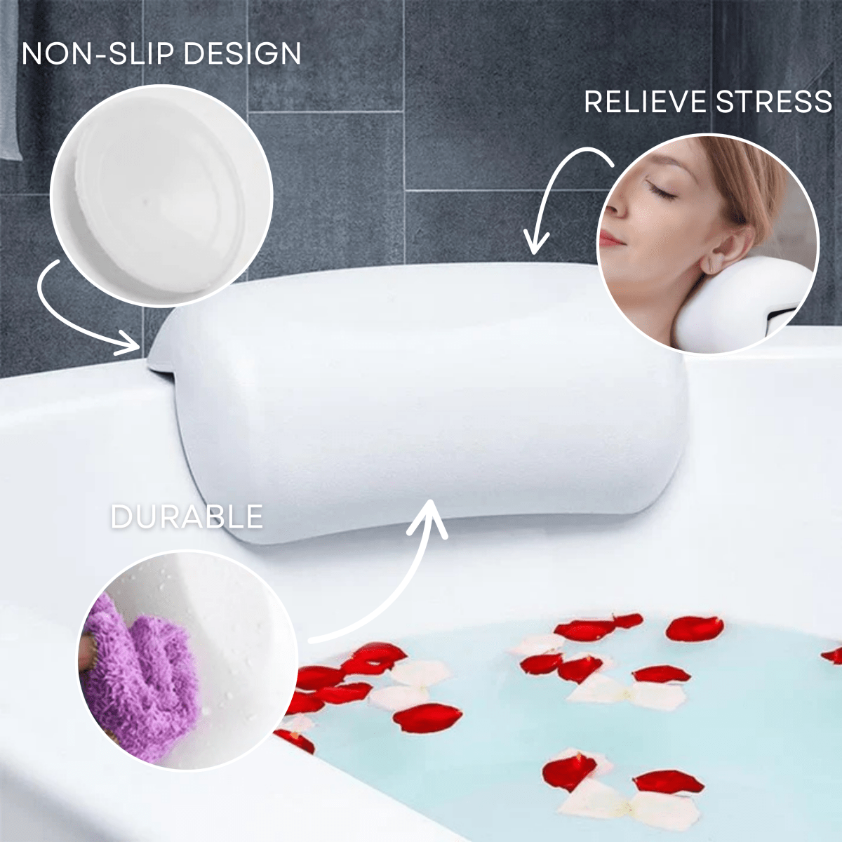 Norvo | AquaCloud Premium Badpute – Ergonomisk Nakke- og Hodehøtte for Spa-Lignende Avslapning Hjemme