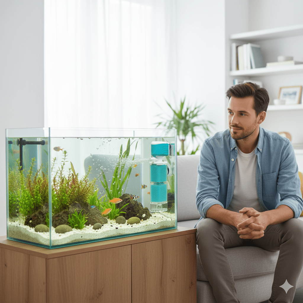 Skanto | AQUAFLOW 5-IN-1 – Krystallklart vann & Automatisk rengjøring for akvarier