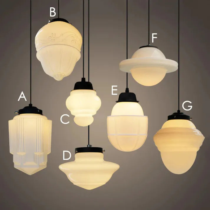 Vintage Geometrisk Hengelampe laget av Matt Glass – Retro Pendellampe for Spisestue | Skanto