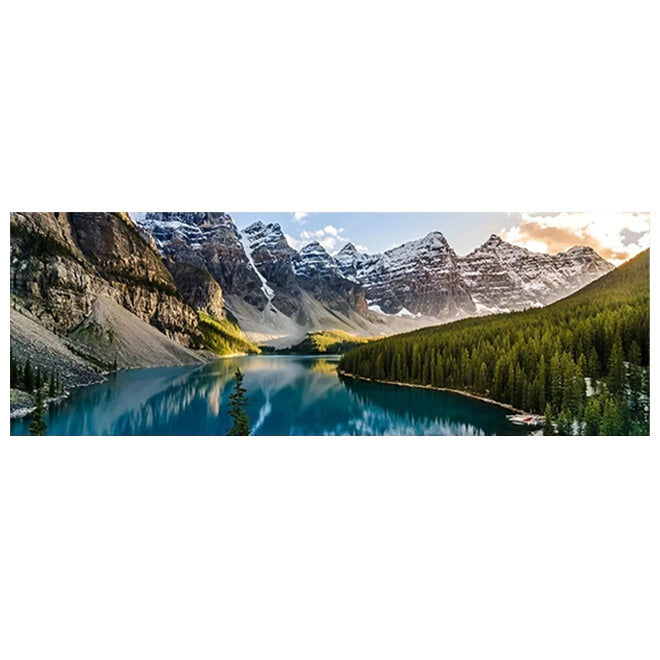 Mountain Lake Forest Wilderness Wall Art Large Format Canvas Prints Wide Landscape Above Sofa or Bed | Skanto