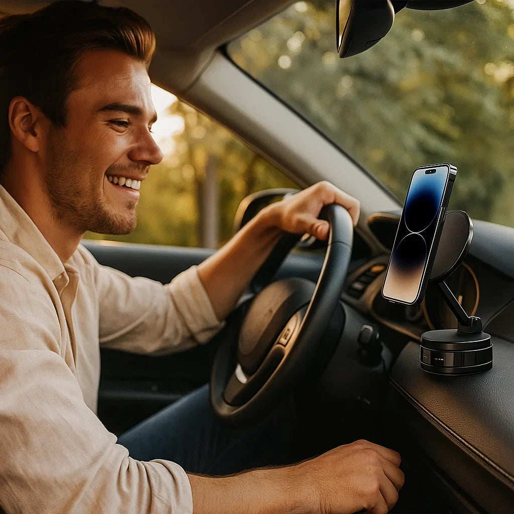 Skanto | Magnetisk sugekopp - Utrekkbar 360° telefonholder med vakuumforsegling