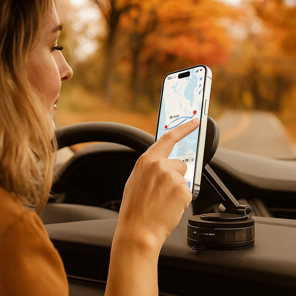 Skanto | Magnetisk sugekopp - Utrekkbar 360° telefonholder med vakuumforsegling