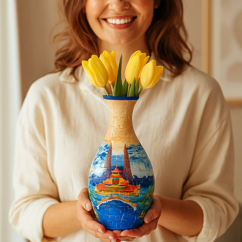 Skanto | Noble 3D Puzzle Vase - Brukbar for ekte blomster