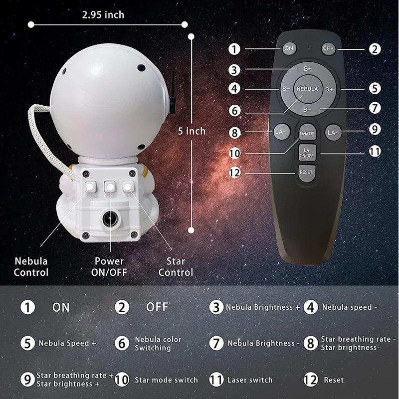 Skanto | Astronaut Galaxy Prosjektor LED Nattlys