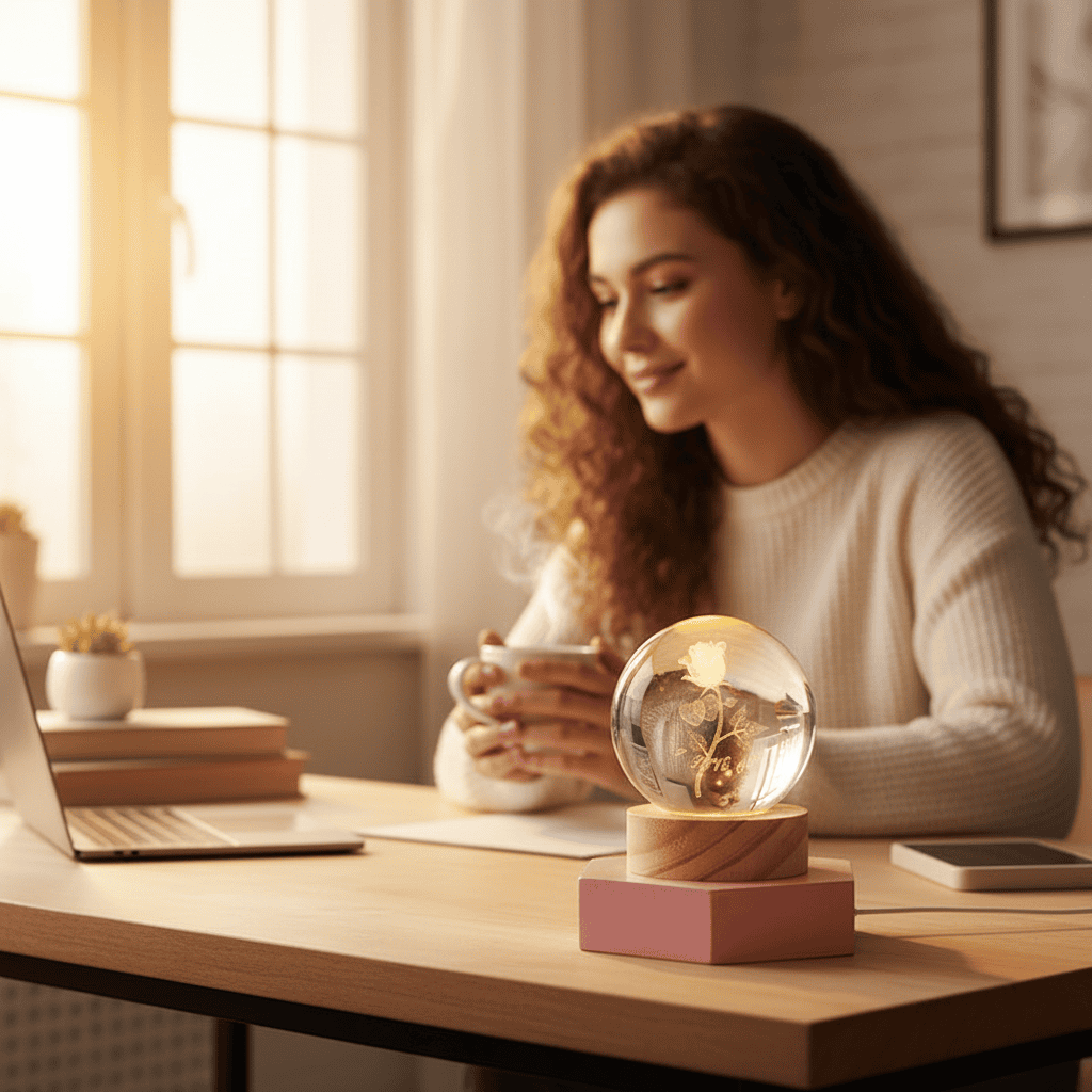 Skanto | AURASHINE – 3D LED Krystallampe for Drømmende Nattstemning