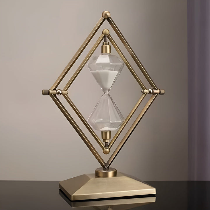 Timeglass med geometrisk metallramme – Dekorativ og avslappende | Med hvit sand som meditasjonstimer | Skanto