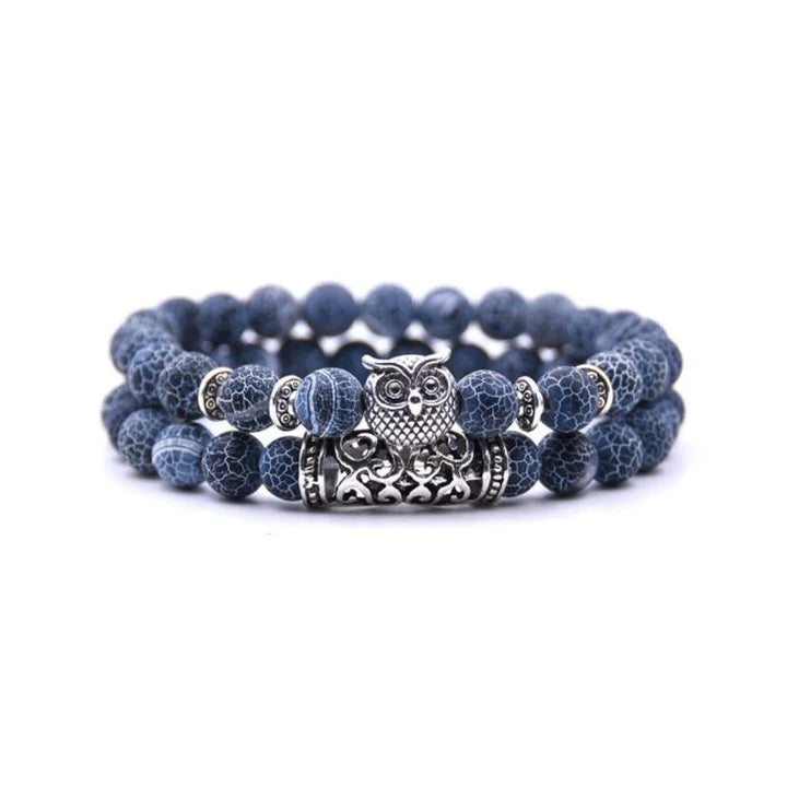 Skanto | Ugle Charm Naturlig Stein Armbånd