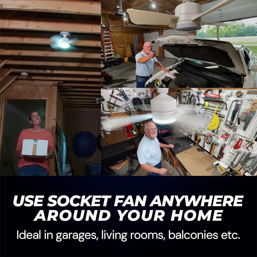 2-i-1 LED Taklampe Vifte med Fjernkontroll, E27/B22 Base | Skanto
