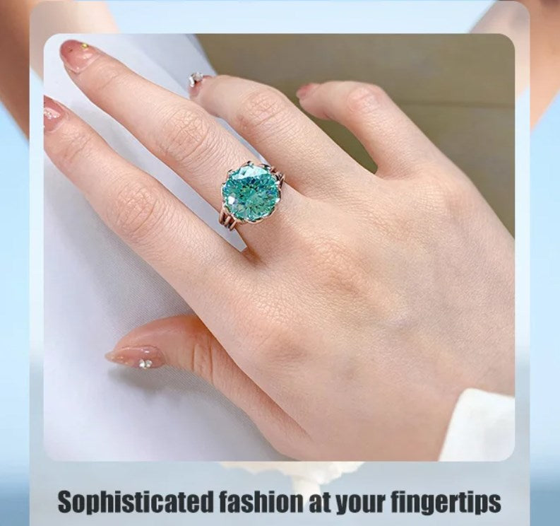 Skanto | 6 Karat Paraiba Blågrønn Lotus Diamant Ring