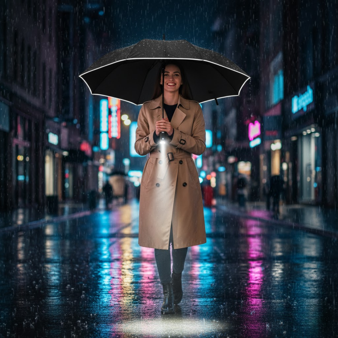 StormShield LED Paraply med Automatisk | Skanto